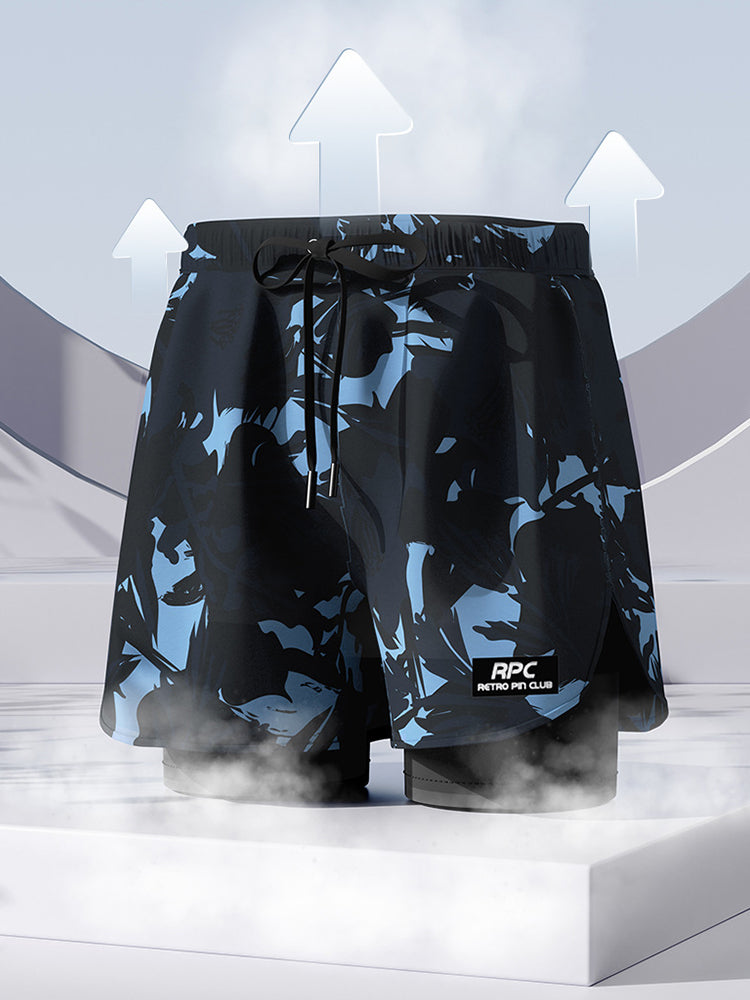 Double Layer Men's Boxer Swimming Trunks