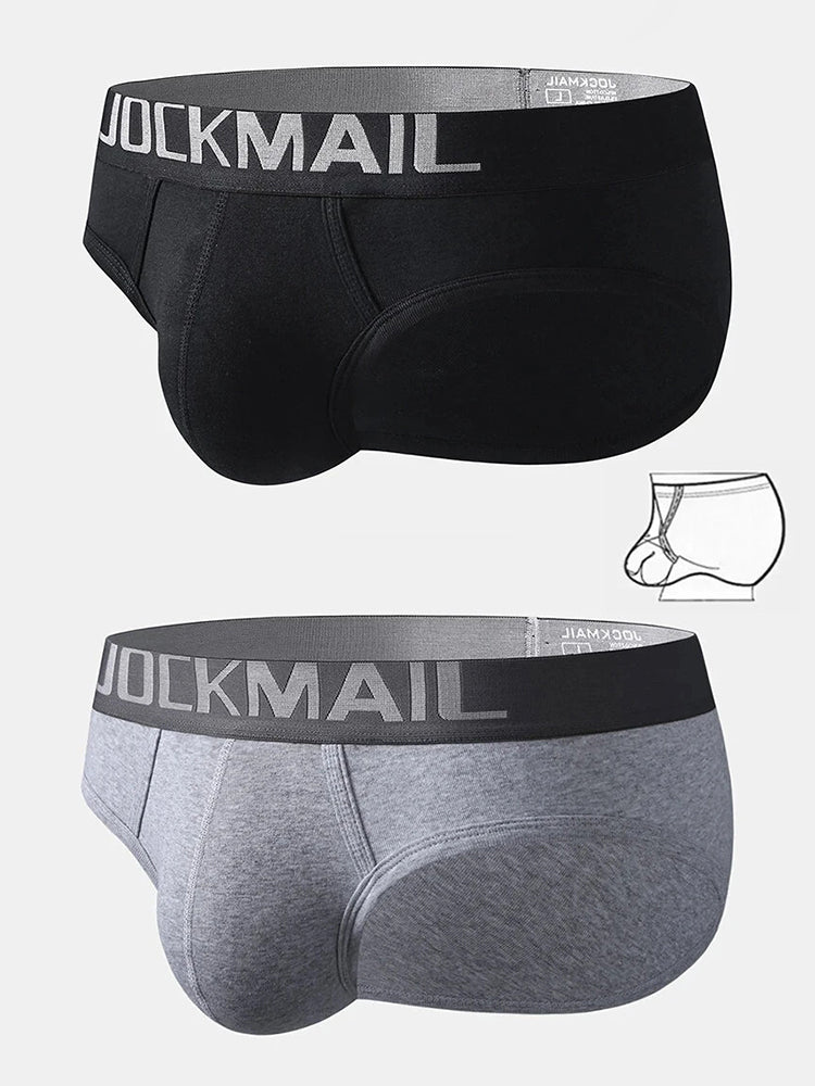 2 Pack Men's Sexy Cotton Support Contour Pouch Briefs